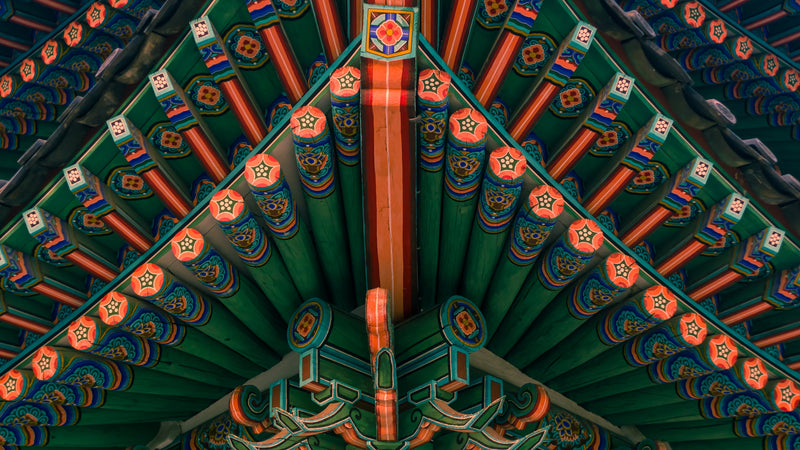 Colorful painted eaves of a traditional Korean temple, a welcome sight for EPIK program English teachers