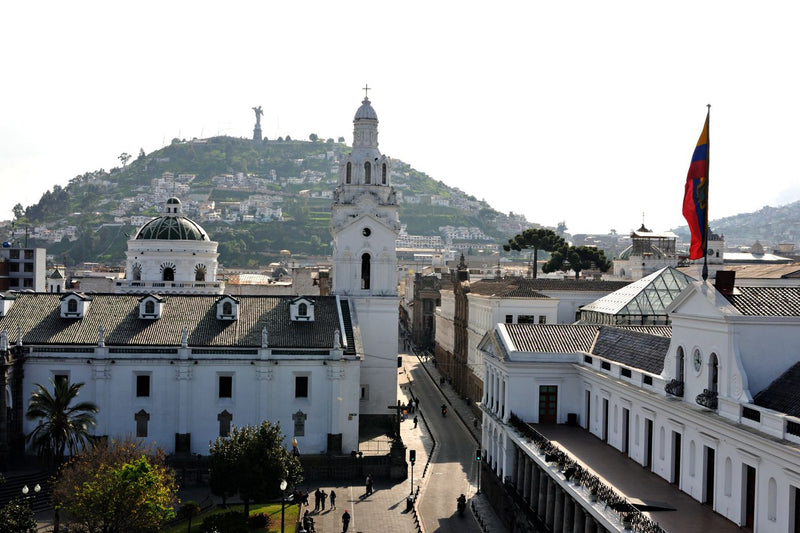 Aerial view of colonial Quito Ecuador where English teachers can find TEFL jobs