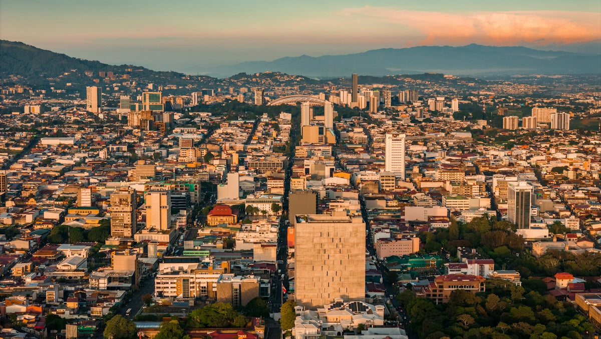 Aerial view of San Jose, Costa Rica, the main hub for English teaching jobs
