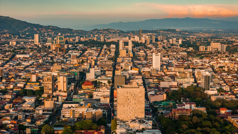 Aerial view of San Jose, Costa Rica, the main hub for English teaching jobs