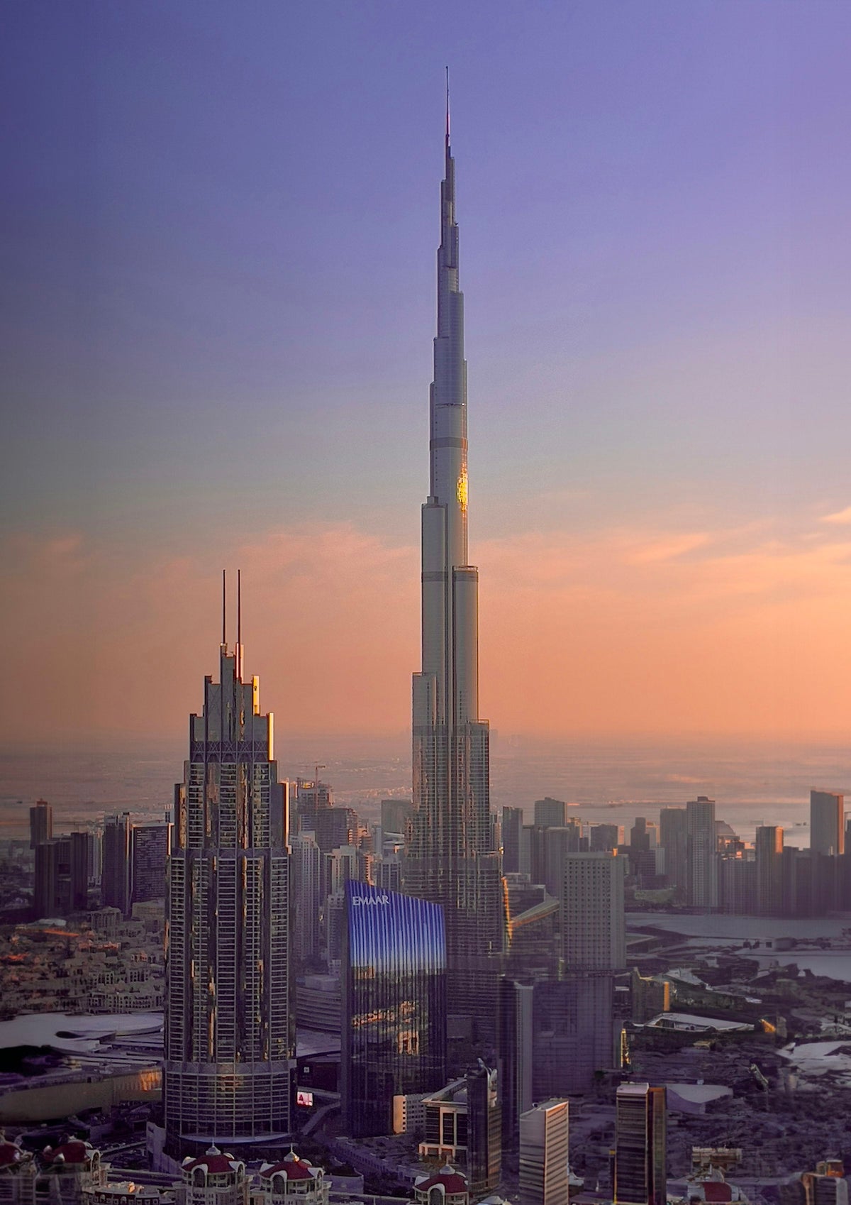 Burj Khalifa and Dubai skyline at sunset, a top destination for TEFL teachers in the UAE