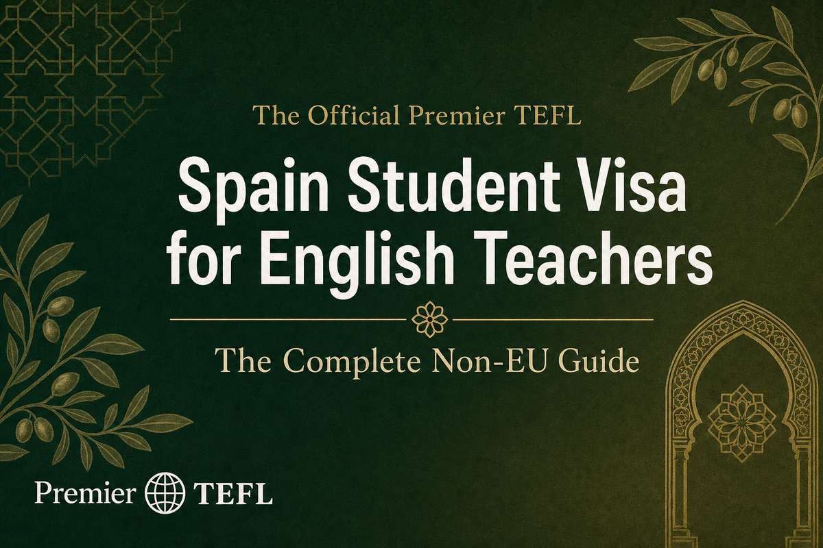 Premier TEFL cover graphic for the complete non-EU Spain student visa guide for English teachers