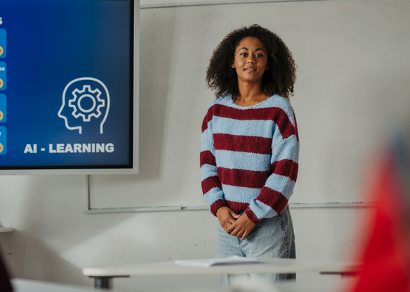 TEFL teacher using artificial intelligence tools to enhance lesson planning and classroom preparation