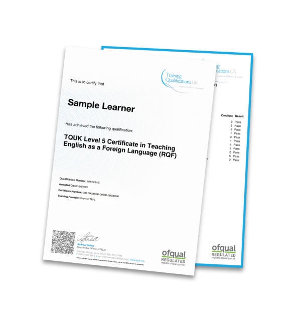 Ofqual Regulated Level 5 TEFL Certificate Hardcopy By Registered Post ...