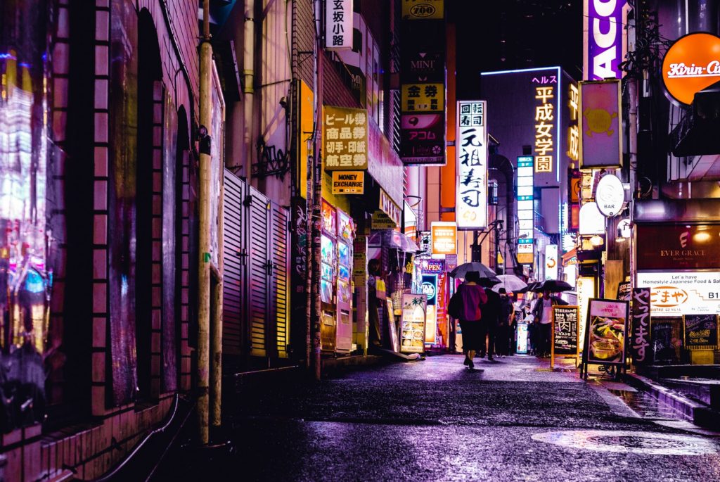 Street at night in China