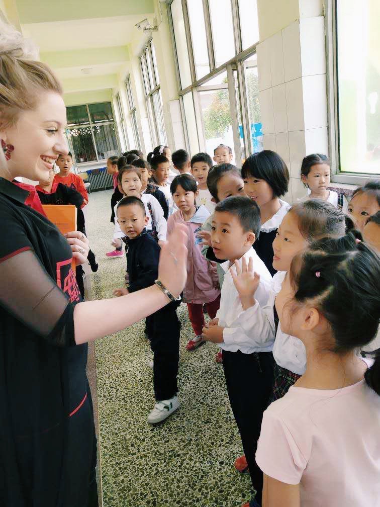 Alice with students. TEFL in China