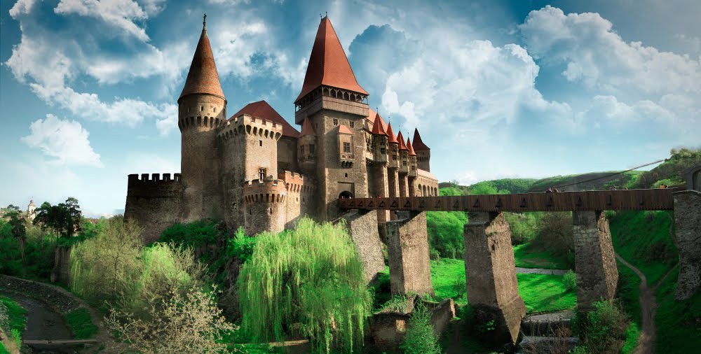 Romanian castle that looks like something from a fairy-tale story.