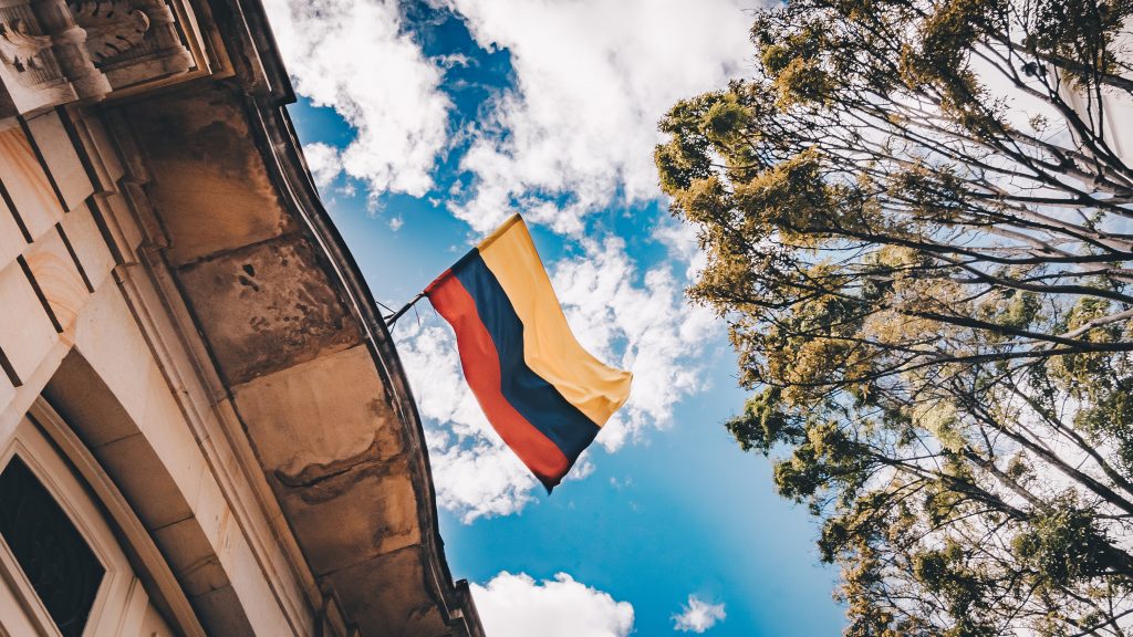 Colombian flag waving