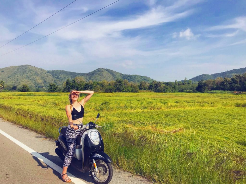 Emma on a bike - TEFL in Asia