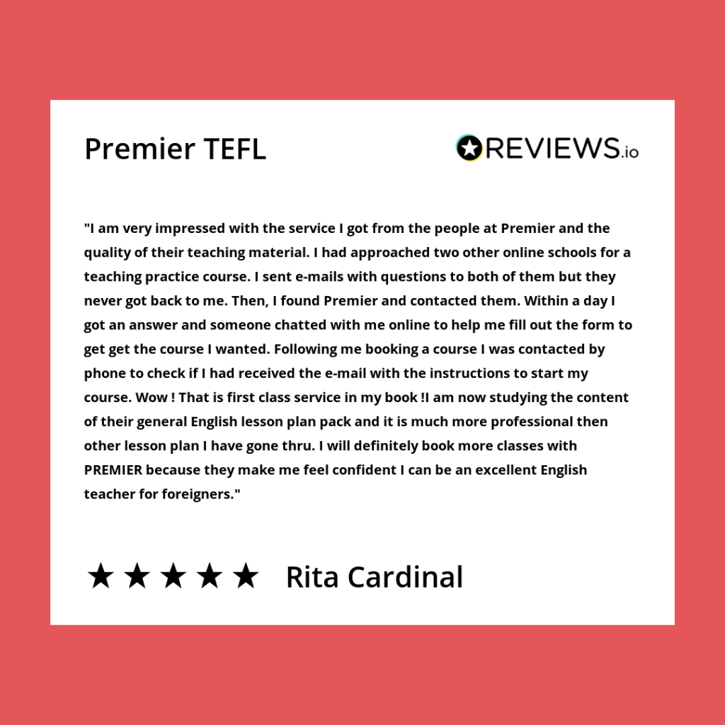 Rita's review about Premier TEFL
