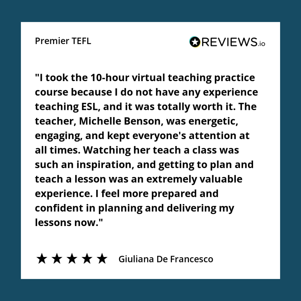 Giuliana's review about Premier TEFL