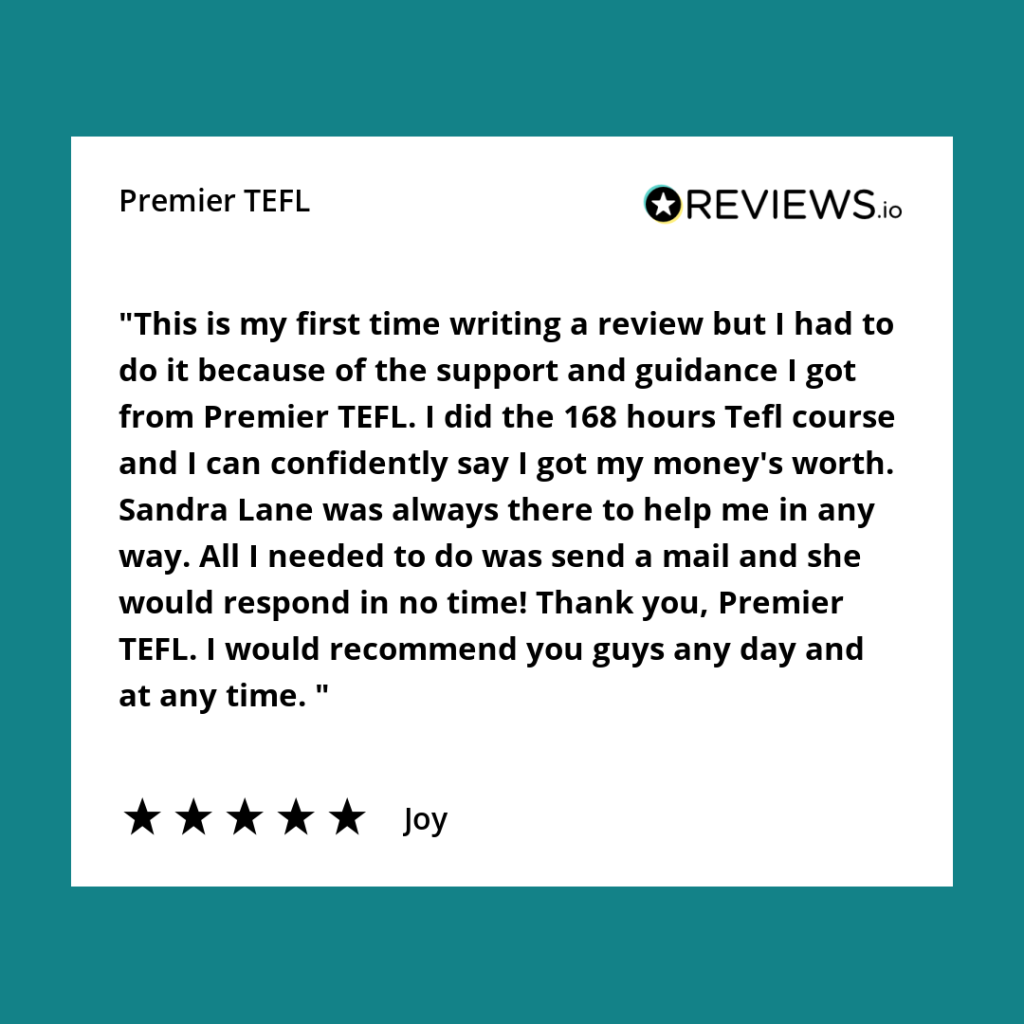 Joy's review about Premier TEFL