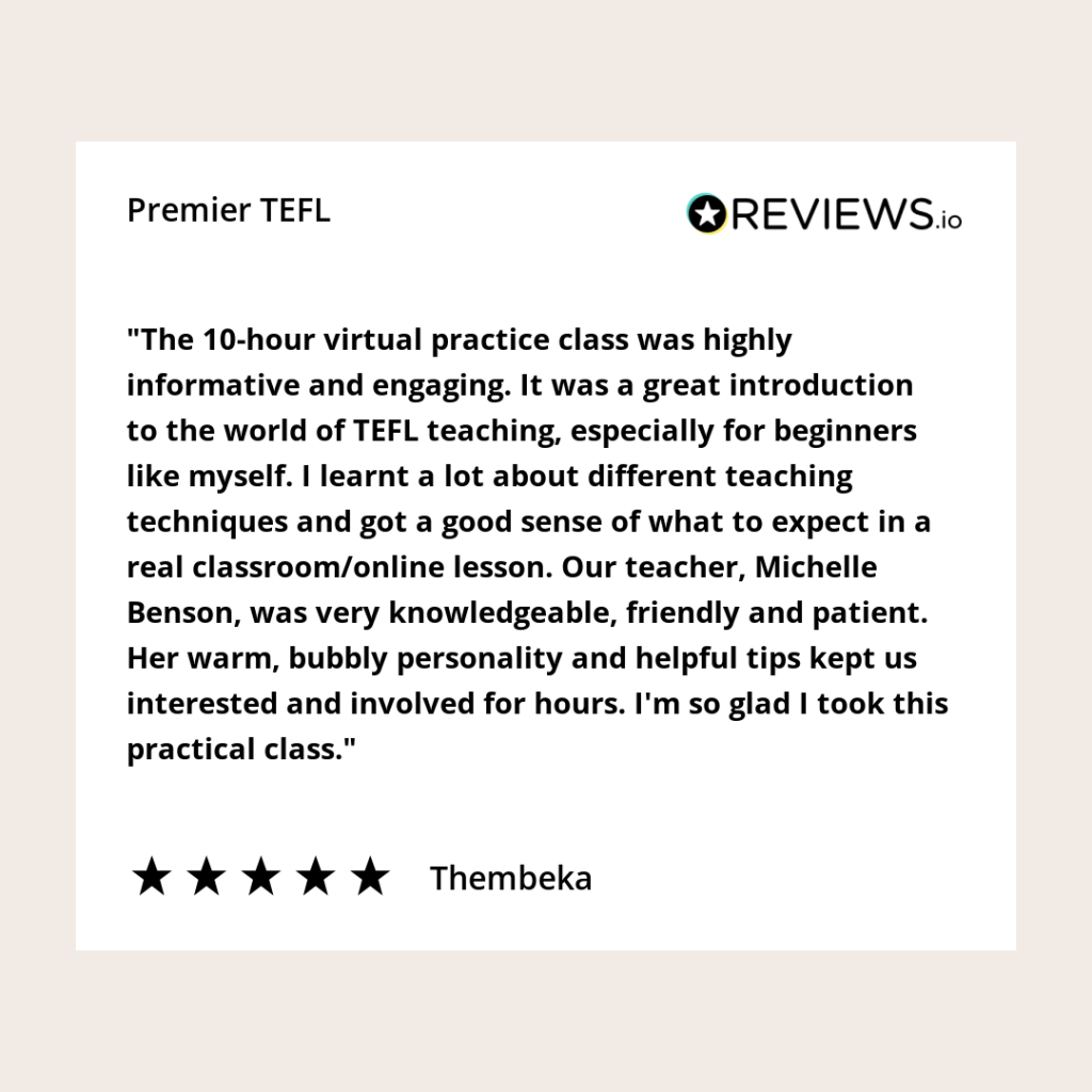 Thembecka's review about Premier TEFL